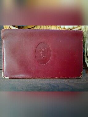 Cartier! Vintage Must de Cartier Burgundy Leather Long Bifold Wallet ✨